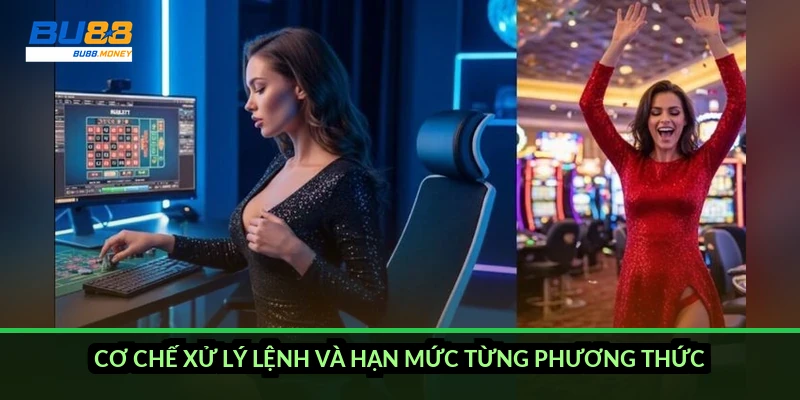 Rút tiền BU88: quy trình 5 bước, thời gian và hạn mức 2026 2 Cơ chế xử lý lệnh và hạn mức từng phương thức
